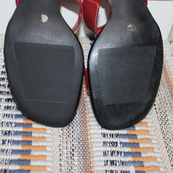 Worthington Red Leather Sandals Heels - Picture 9 of 13